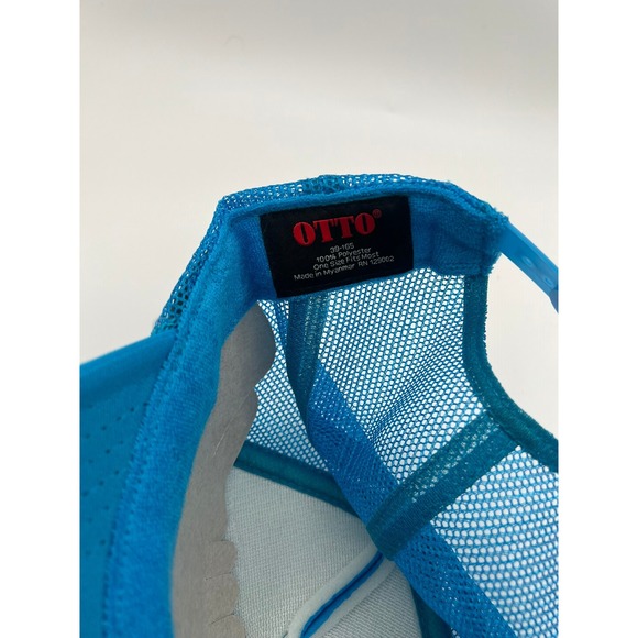 Kaws inspired "XX" Blue Puff Print White OTTO Terry Cloth Lined Trucker Hat - Picture 3 of 4